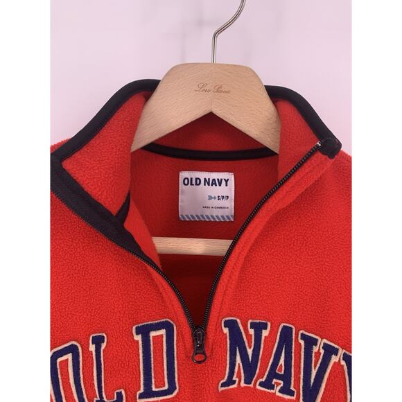Old Navy Y2K Fleece 1/4 Zip Fleece Red Blue 2010's Spell Out Embroidered S - Picture 6 of 11